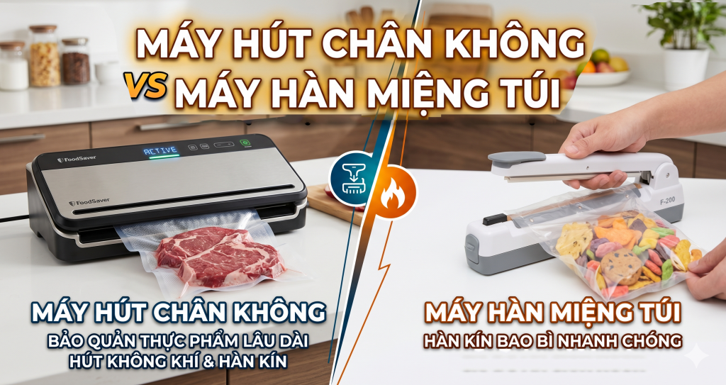 so sánh máy hàn miệng túi và máy hút chân không